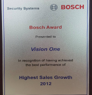Vision One BOSCH Highest Sales Growth Award